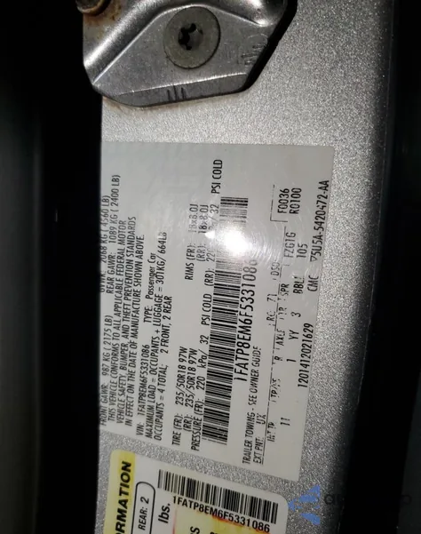 2015 Ford Mustang from USA, damaged, VIN 331086